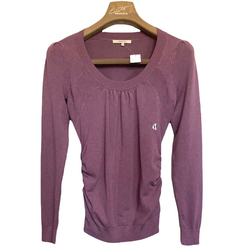 SM•NWT•RW&CO.•DARK MAUVE KNIT SWEATER W SIDE RUCHING•